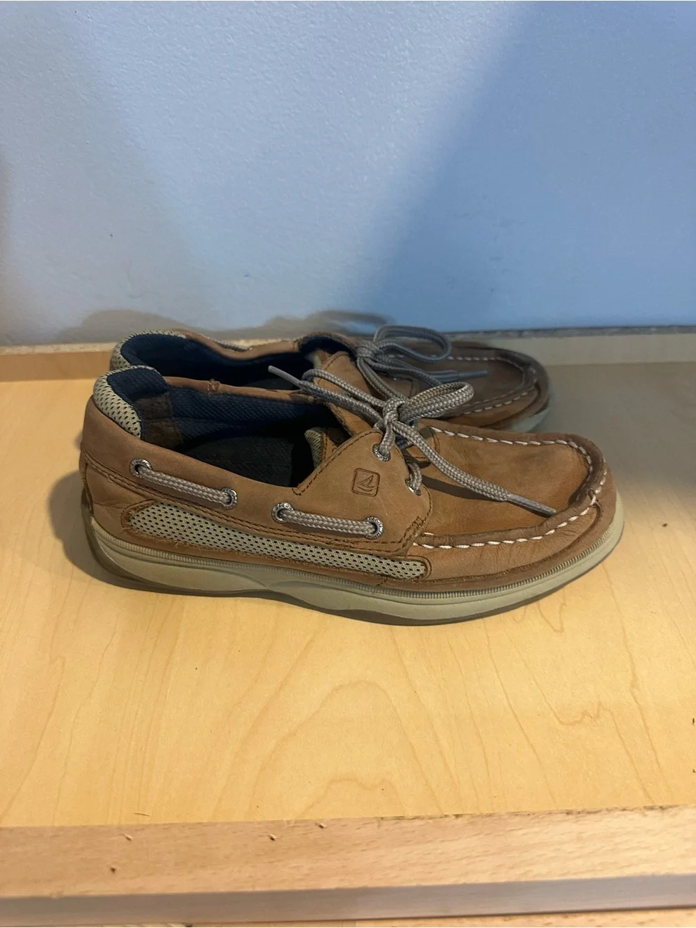 Sperry Kids Tan Boat Shoes with Lace-Up Detail